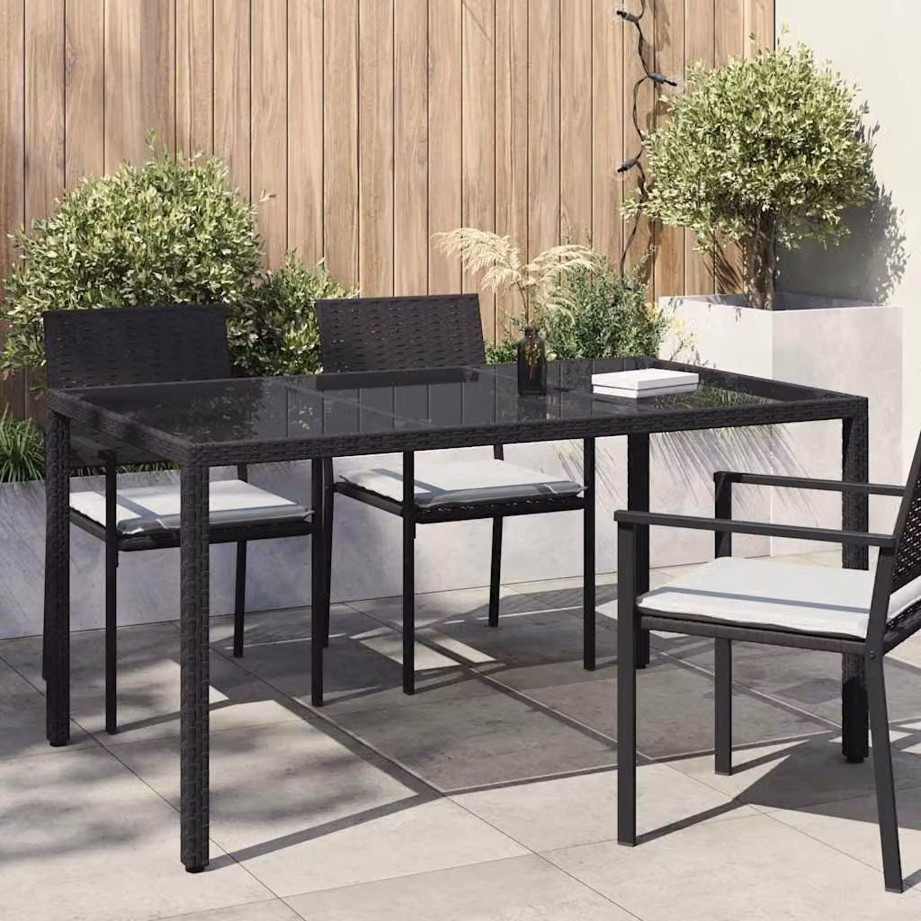 vidaXL Tavolo da Giardino Rettangolare in Polyrattan Nero L: 150 cm, P: 90 cm, H: 75 cm