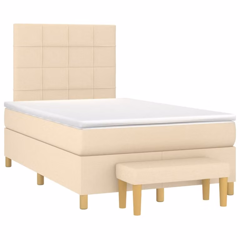 Giroletto a Molle con Materasso Crema 120x200 cm in Tessuto