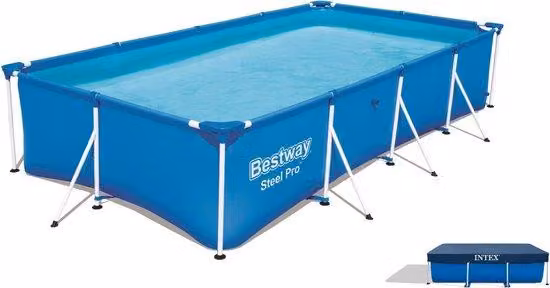 Piscina in metallo 300x201x66 cm + copertura protettiva