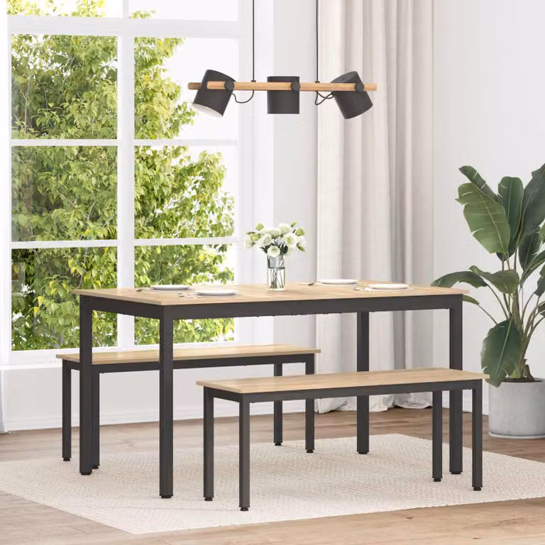 Tavolo da pranzo moderno vidaXL in legno ingegnerizzato e metallo, L/P/H: 140 x 80 x 75 cm