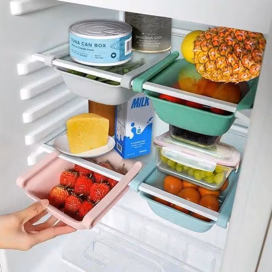 Set di contenitori per frigorifero, 4 contenitori, senza BPA, grigio, versatile