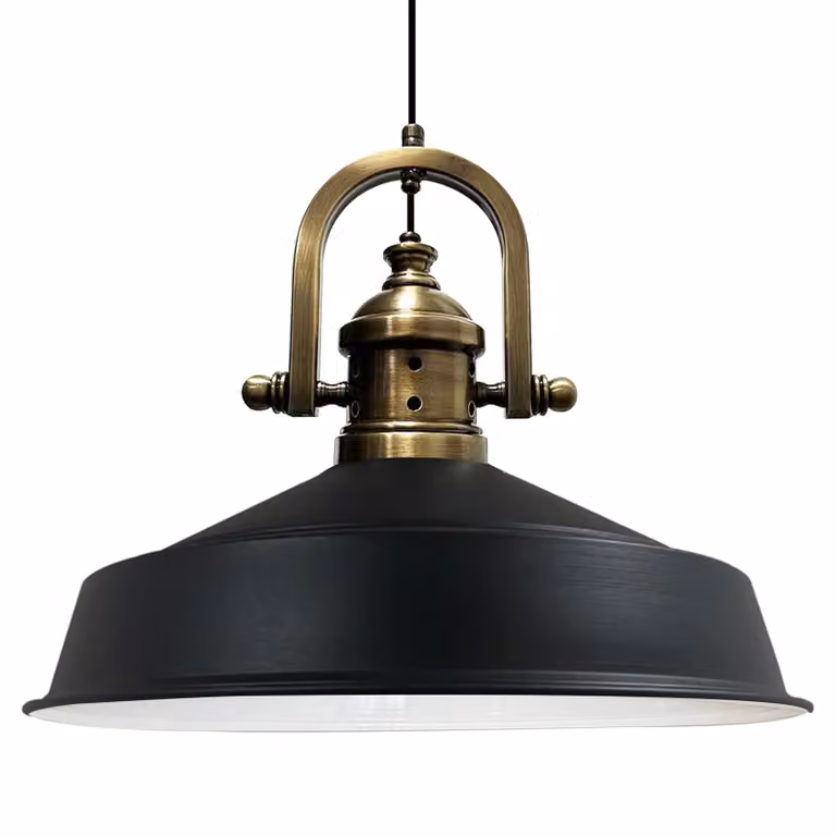 Lampada a sospensione Lampada a sospensione industriale in metallo nero, Ø40cm, E27, Lampada vintage