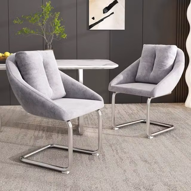 Poltrona Girevole in Velluto con Cuscino ¨C Xylo ¨C Grigio