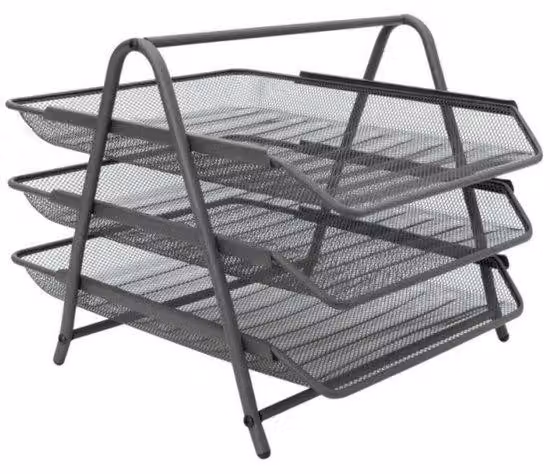 Organizer da scrivania, 3 cassetti in metallo di facile accesso, formato A4, grigio, da scrivania