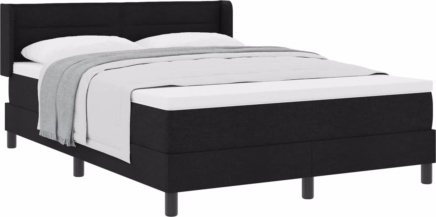 Maison Exclusive - Letto boxspring con testiera, nero, 190 x 140 cm, rivestimento in tessuto