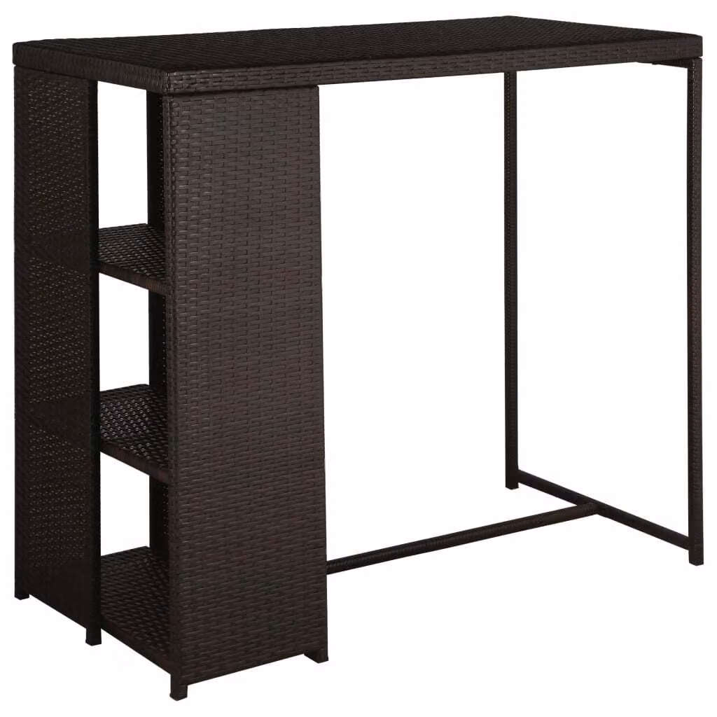Set da Bar da Giardino 5 pz con Cuscini in Polyrattan Marrone