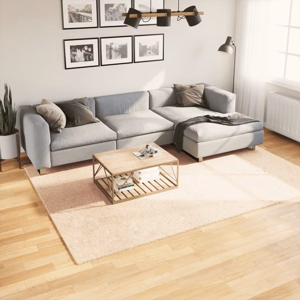 vidaXL Tappeto a Pelo Corto HUARTE Beige, Lavabile e Antiscivolo, L: 200 cm, P: 280 cm