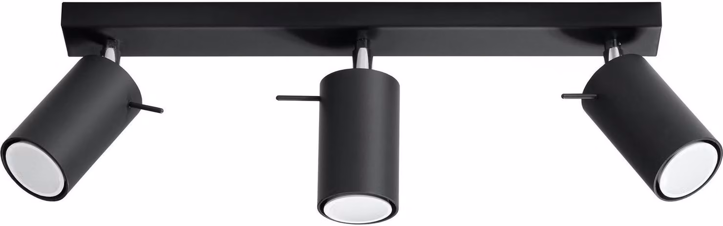 Lampada a soffitto RING 3 nero 3xGU10 10W acciaio 16x6x45cm Sollux Lighting
