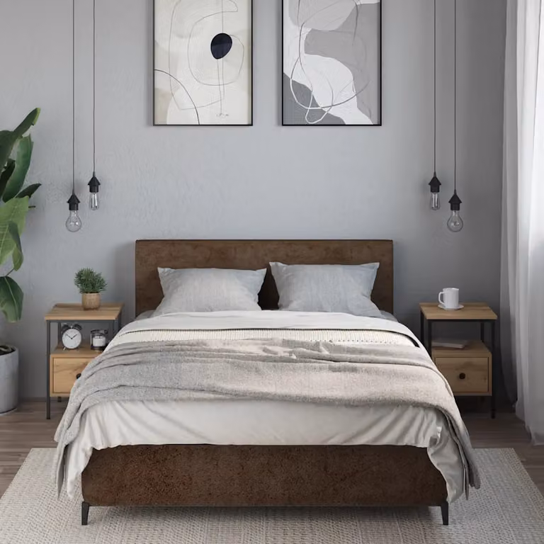 Set di 2 comodini vidaXL in legno multistrato color rovere con design moderno L/P/H: 34 x 36 x 50 cm
