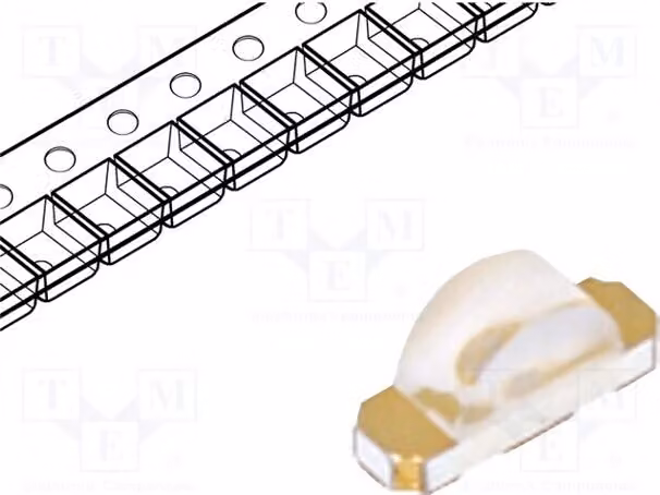 5 LED gialli-verdi, angolo di emissione 120°, dimensioni 3,2x1,5x1 mm, intensità luminosa 40÷80 mcd, tipo 1204 SMD, tensione di funzionamento 1,6÷2,4V, modello LL-S110UGC-2B