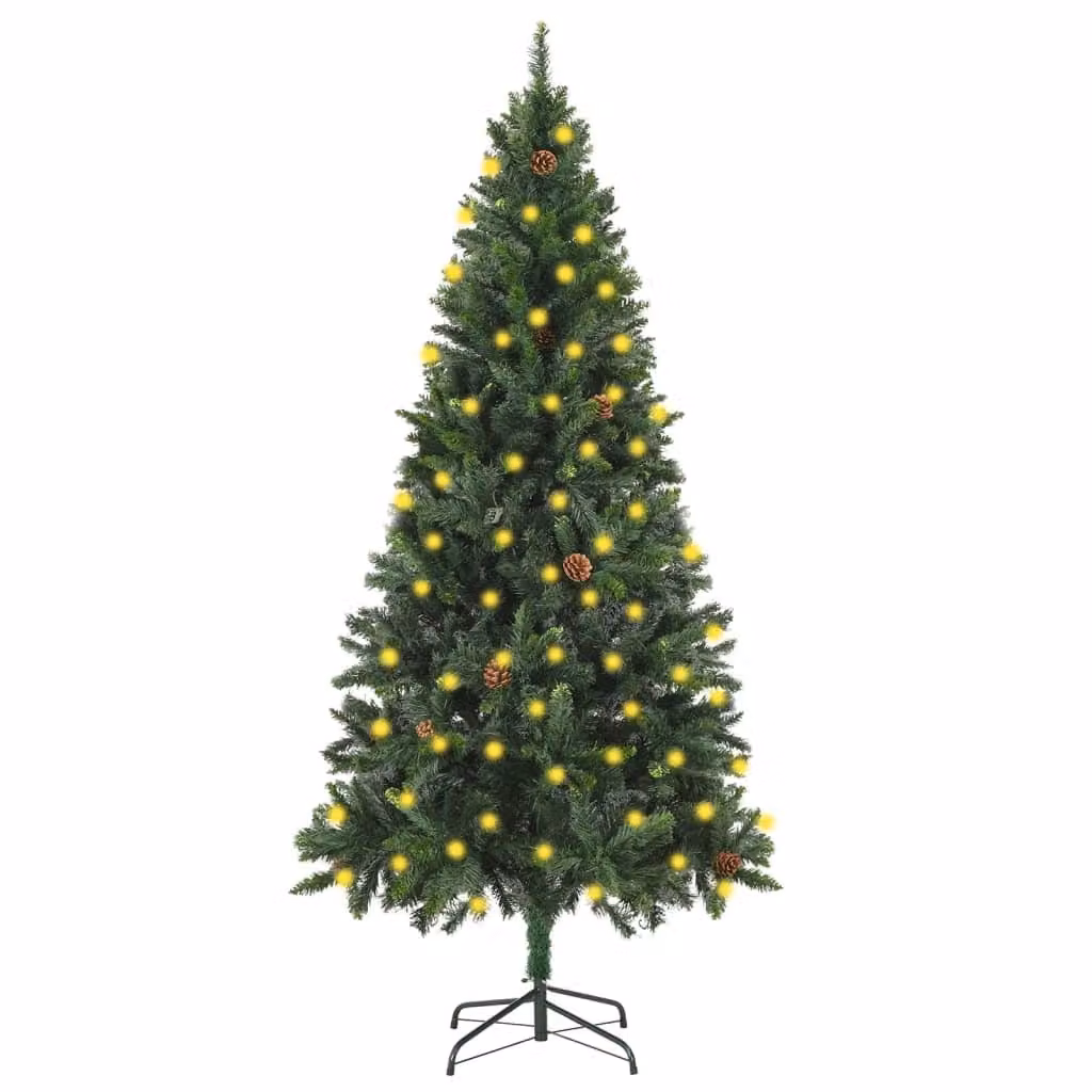 Maison Exclusive - Albero di Natale artificiale con luci e pigne, verde, 180 cm