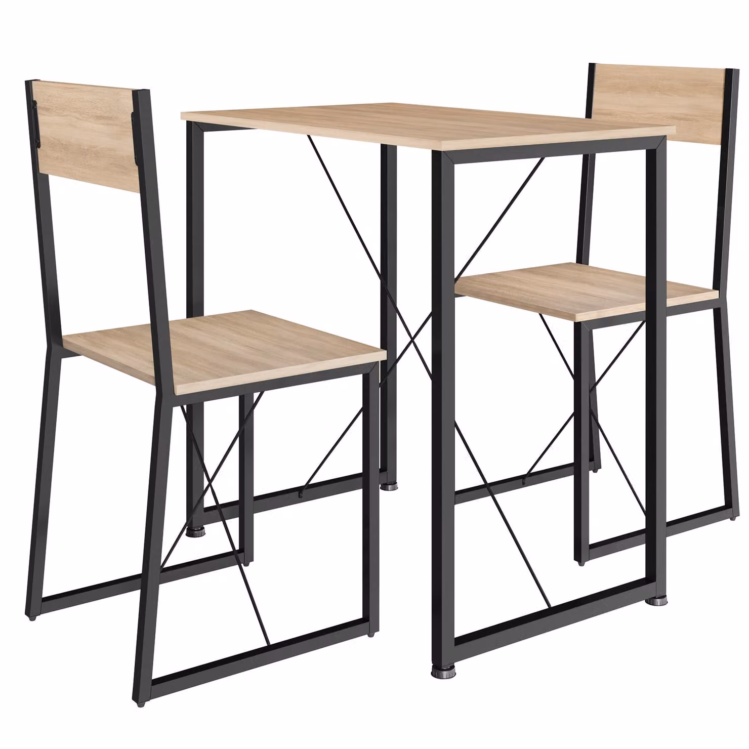 Set da pranzo industriale TecTake GmbH con tavolo rettangolare e sedie in legno rovere e metallo nero e marrone – 4