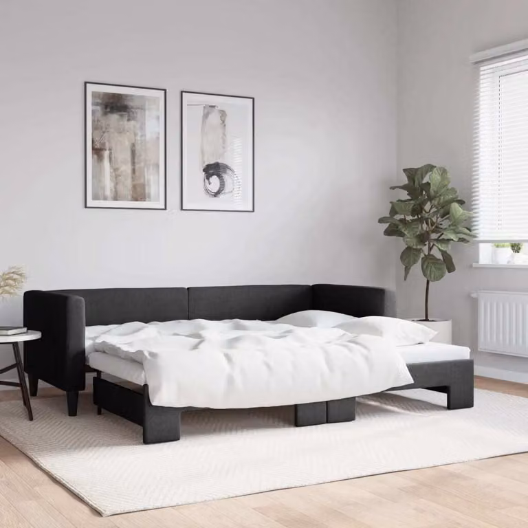 Maison Exclusive - Divano letto estraibile nero 80x200 cm in tessuto