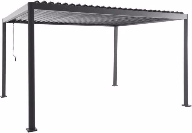 Pergola bioclimatica Sweeek in alluminio color antracite L: 307,5 cm, P: 307,5 cm, H: 243,5 cm