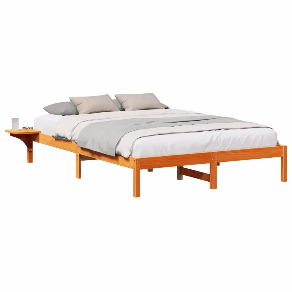 Struttura del letto moderna vidaXL in pino massello marrone cerato L/P/H: 140 x 200 cm – 2