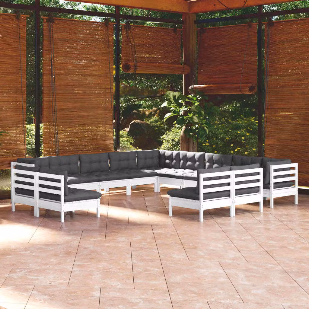 Maison Exclusive - Set Divani da Giardino 13 pz con Cuscini BiancLegno di Pino