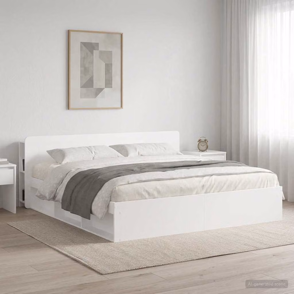 Testata del letto con scaffale integrato vidaXL in legno ingegnerizzato Bianco