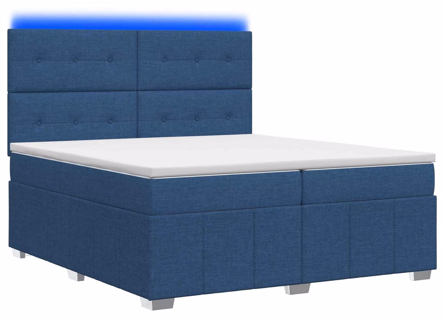 Letto boxspring LED con materasso blu 200 x 200 cm Tessuto