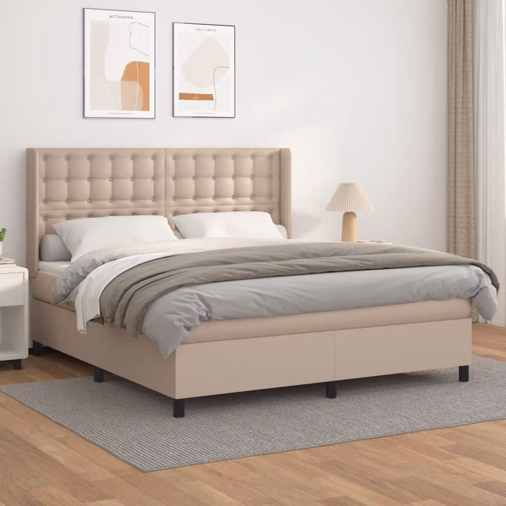 Maison Exclusive - Giroletto a Molle con Materasso Cappuccino 160x200cm Pelle finta