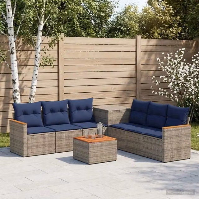 Set di divani 8 pz Grigio e Blu Navy 55 x 55 x 37 cm 3448547