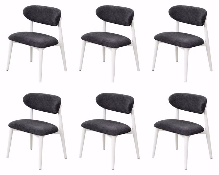 6 sedie, stile moderno, colore nero e bianco, nuove, imbottite, comode, in tessuto, per un elevato comfort