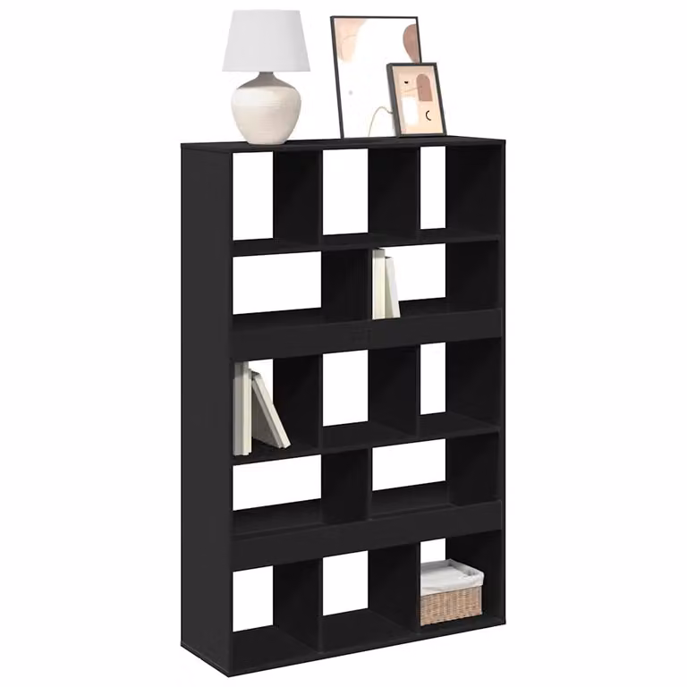 Libreria nera vidaXL in legno e MDF per soggiorno L 100 cm, P 33 cm, H 156,5 cm