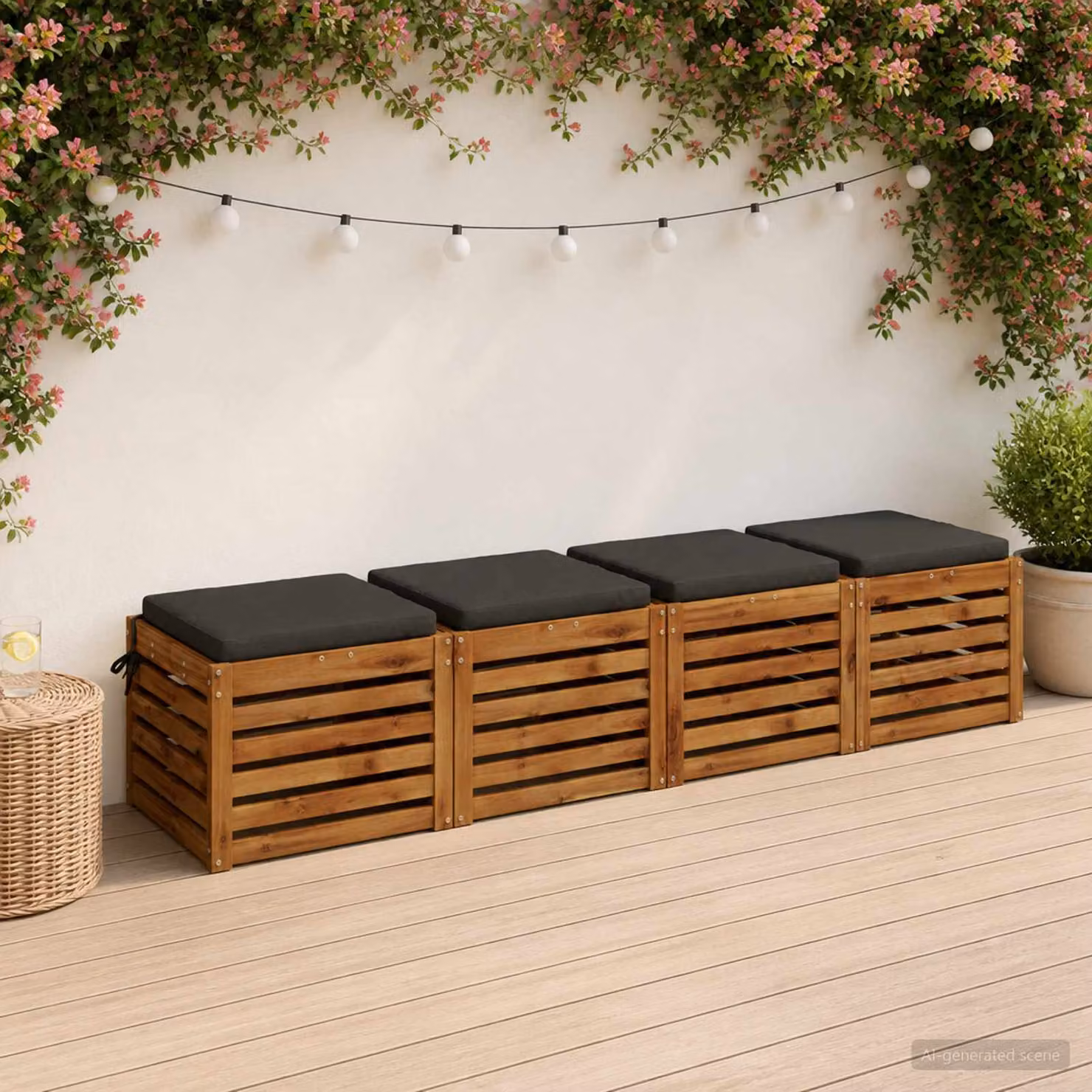 Set di 4 cuscini per sedia vidaXL in poliestere con imbottitura in schiuma, colore grigio antracite, modello moderno e lavabile