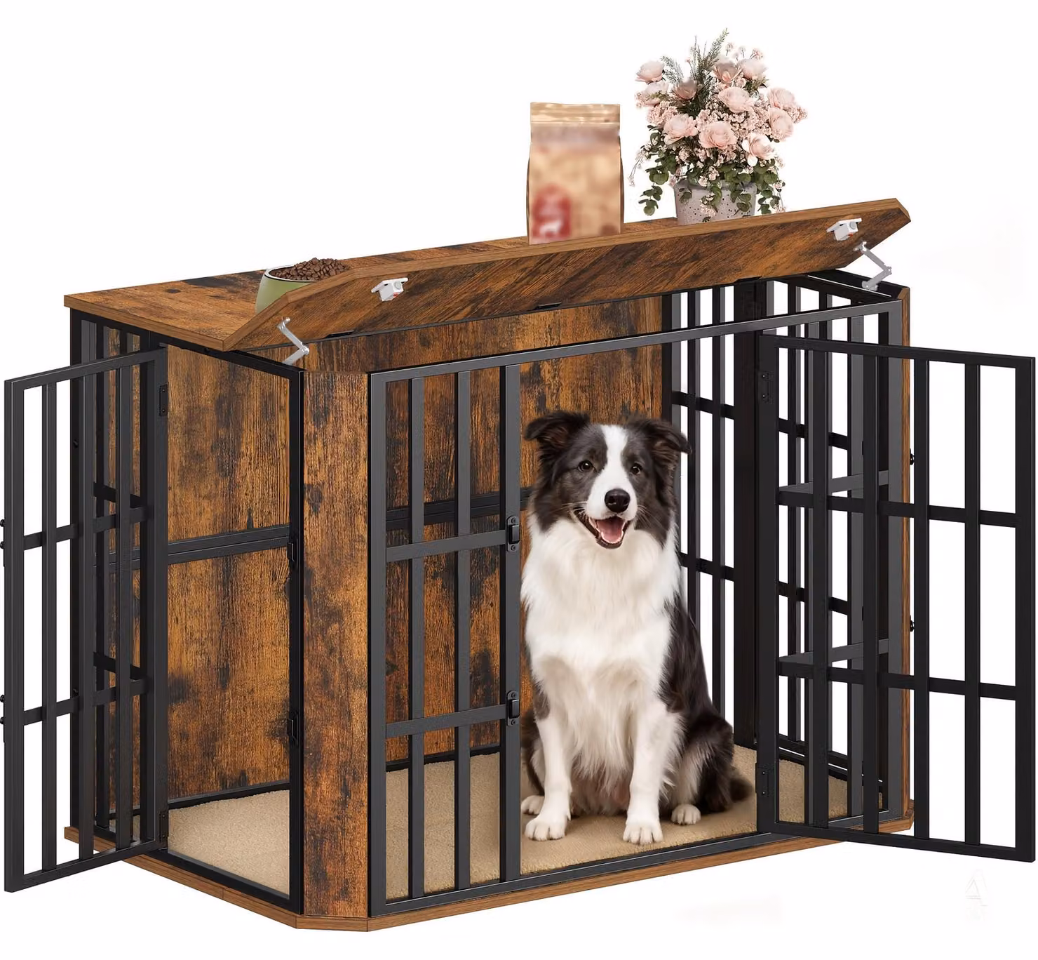 Gabbia per cani - Trasportino per cani - Cuccia per cani - Casa per cani - Gabbia per animali - Legno - Sistema multi-apertura - 108x66x77 cm