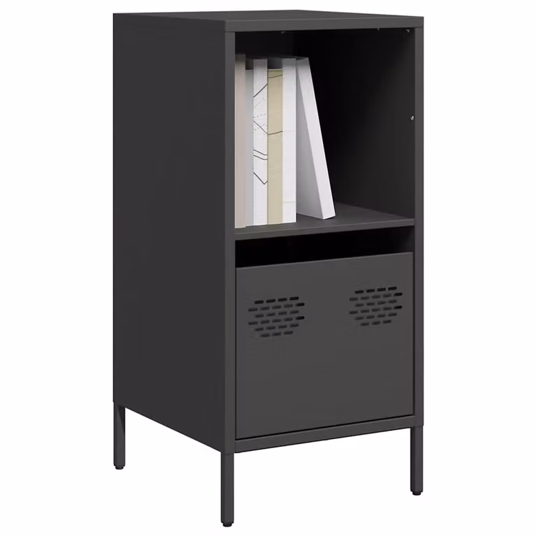 Credenza moderna vidaXL in metallo nero opaco, L 35 cm x P 39 cm x H 73,5 cm