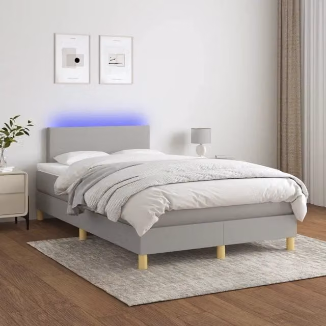 Letto con Materasso a Molle e Illuminazione LED vidaXL, Grigio e Bianco, L/P: 120 x 200 cm – 1