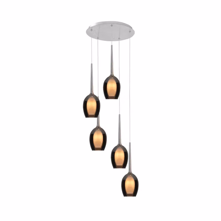 HighLight Lampada a sospensione in vetro Belle, dimmerabile, Alluminio / Grigio / Zincato, Soggiorno / Sala da pranzo, Vetro, Moderno, Lampada a sospensione