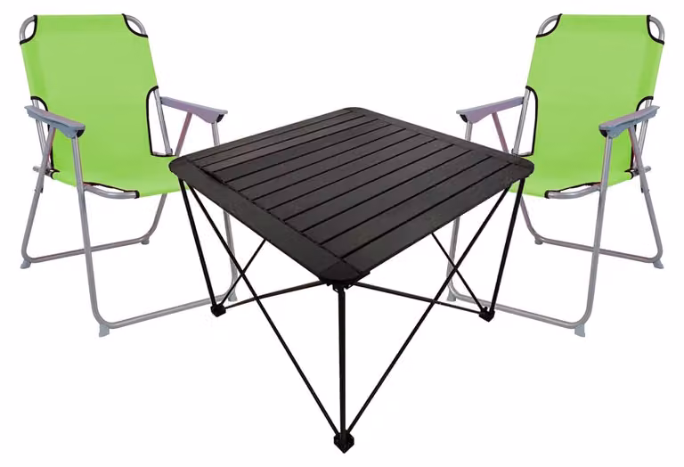 set di 3 mobili da campeggio Tavolo da campeggio Sedia da campeggio L70xL70xH56cm