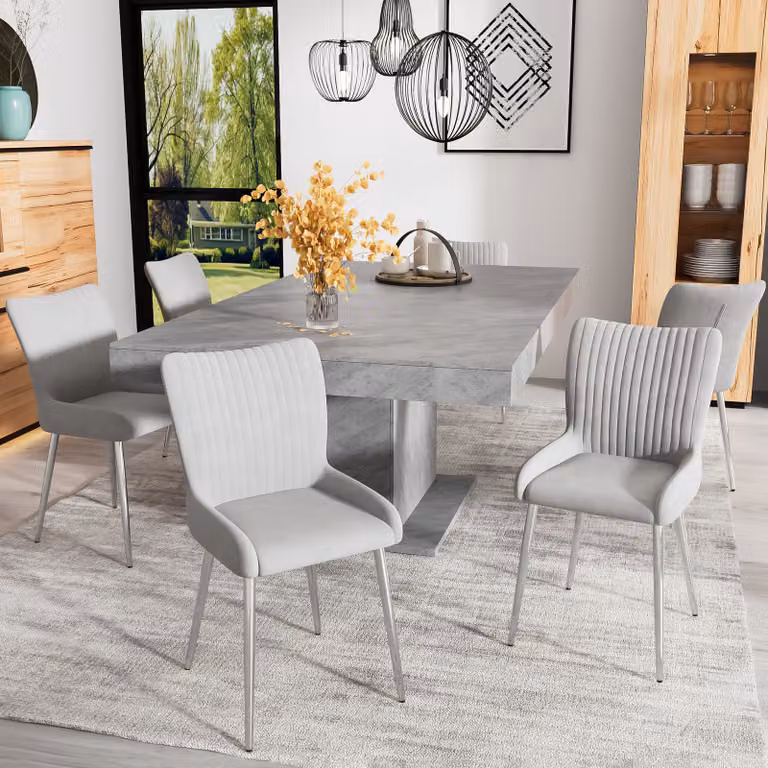 sedia da pranzo okwish, set di sedie imbottite 2 pezzi con gambe in metallo argentato, sedia da cucina con schienale, sedia per soggiorno e camera da letto, grigio velluto