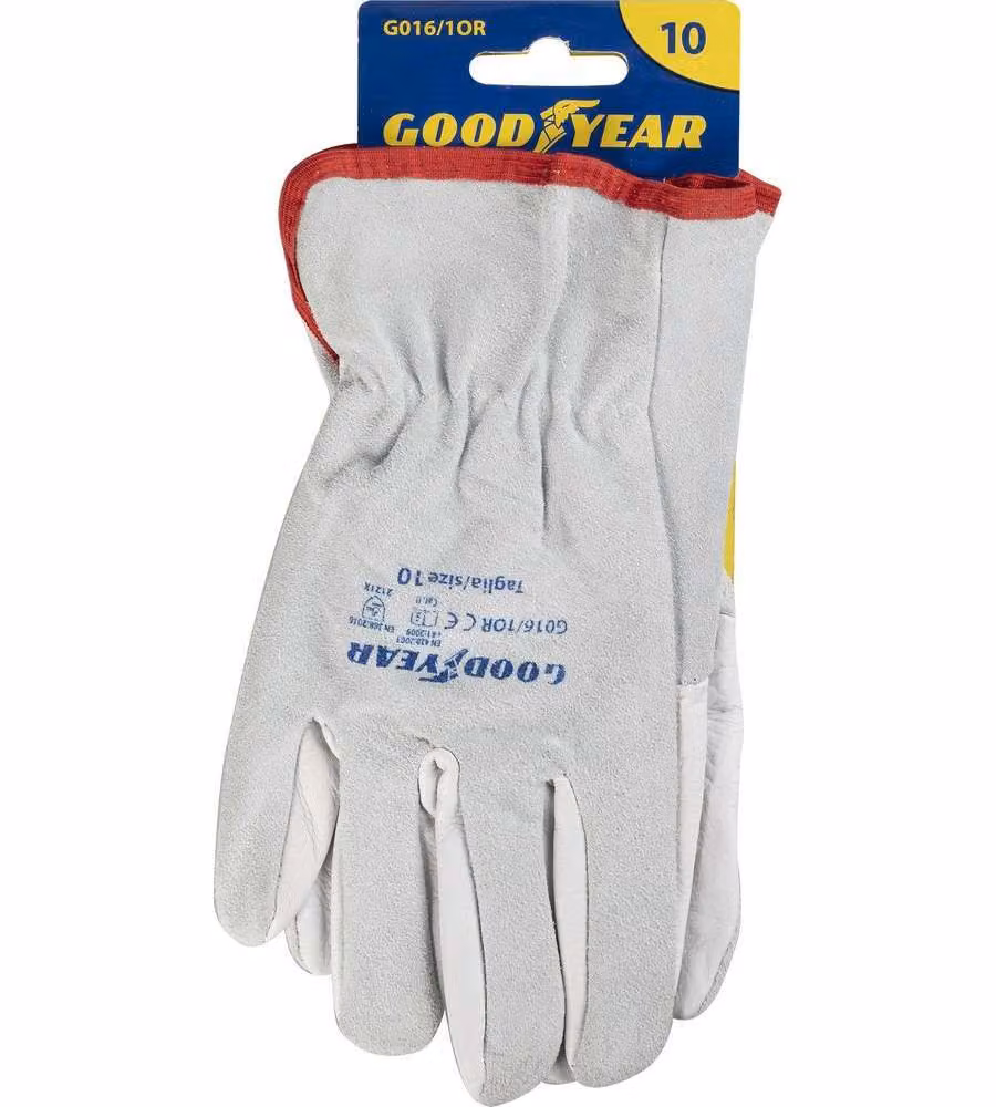 Guanti in pelle pieno fiore e crosta mod.G016/10R taglia 10 bianco Lavoro