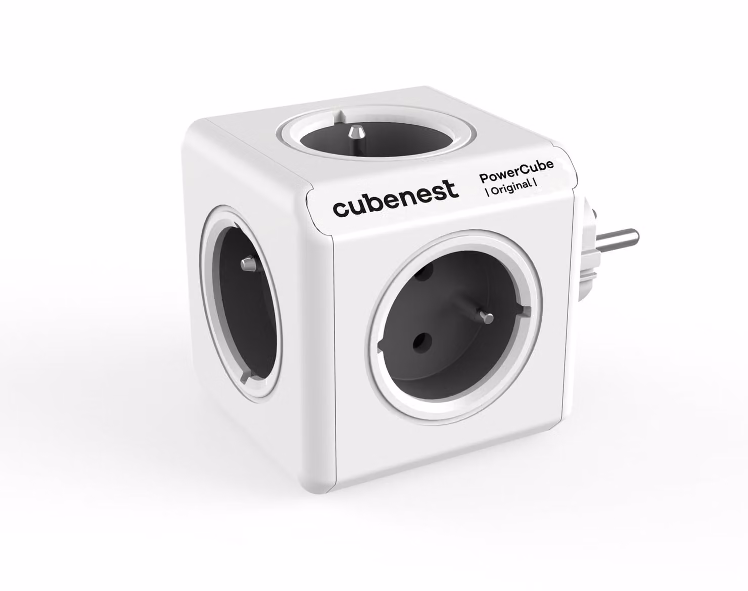 PowerCube Cubenest Original - Presa grigia - 5 prese, fusibile per bambini, messa a terra, max 16A/250V3680W/50-60Hz