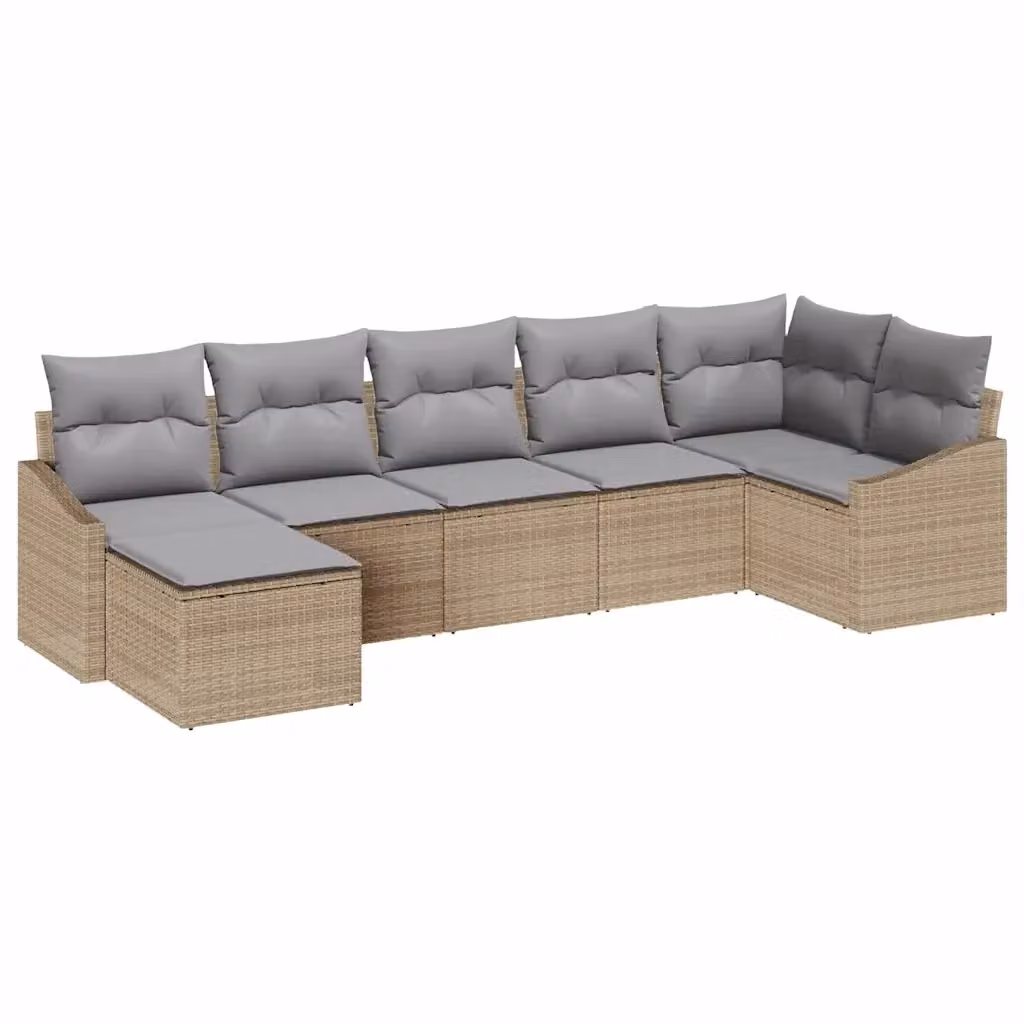Set di divani da giardino vidaXL in rattan beige con cuscini e tavolino da esterno – 2