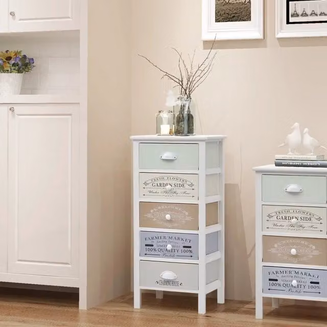 Mobile in stile francese con 5 cassetti in legno multicolore vidaXL