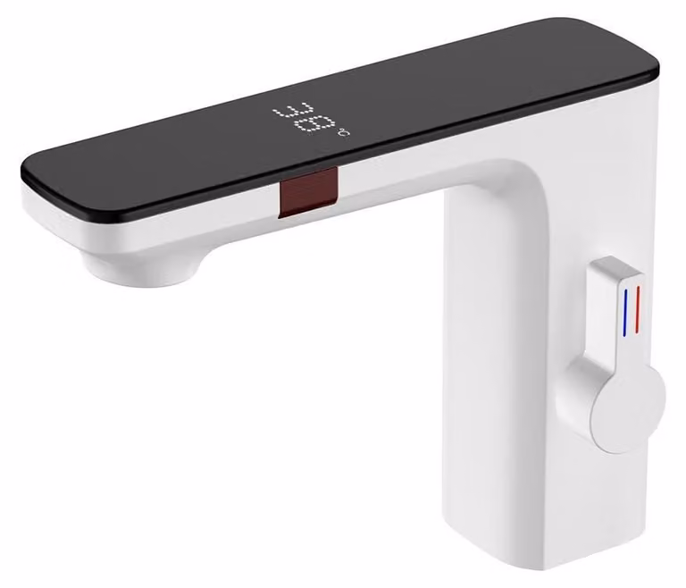 Miscelatore per lavabo con sensore e display, attacco 1/2", colore bianco