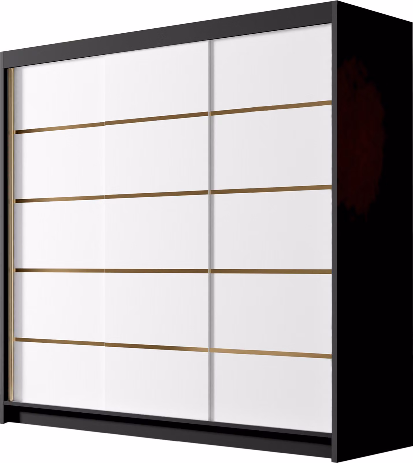 MIRJAN24 Armadio a porte scorrevoli Evo VII, armadio con asta appendiabiti, con tre ante scorrevoli, guardaroba (colore: nero / bianco)