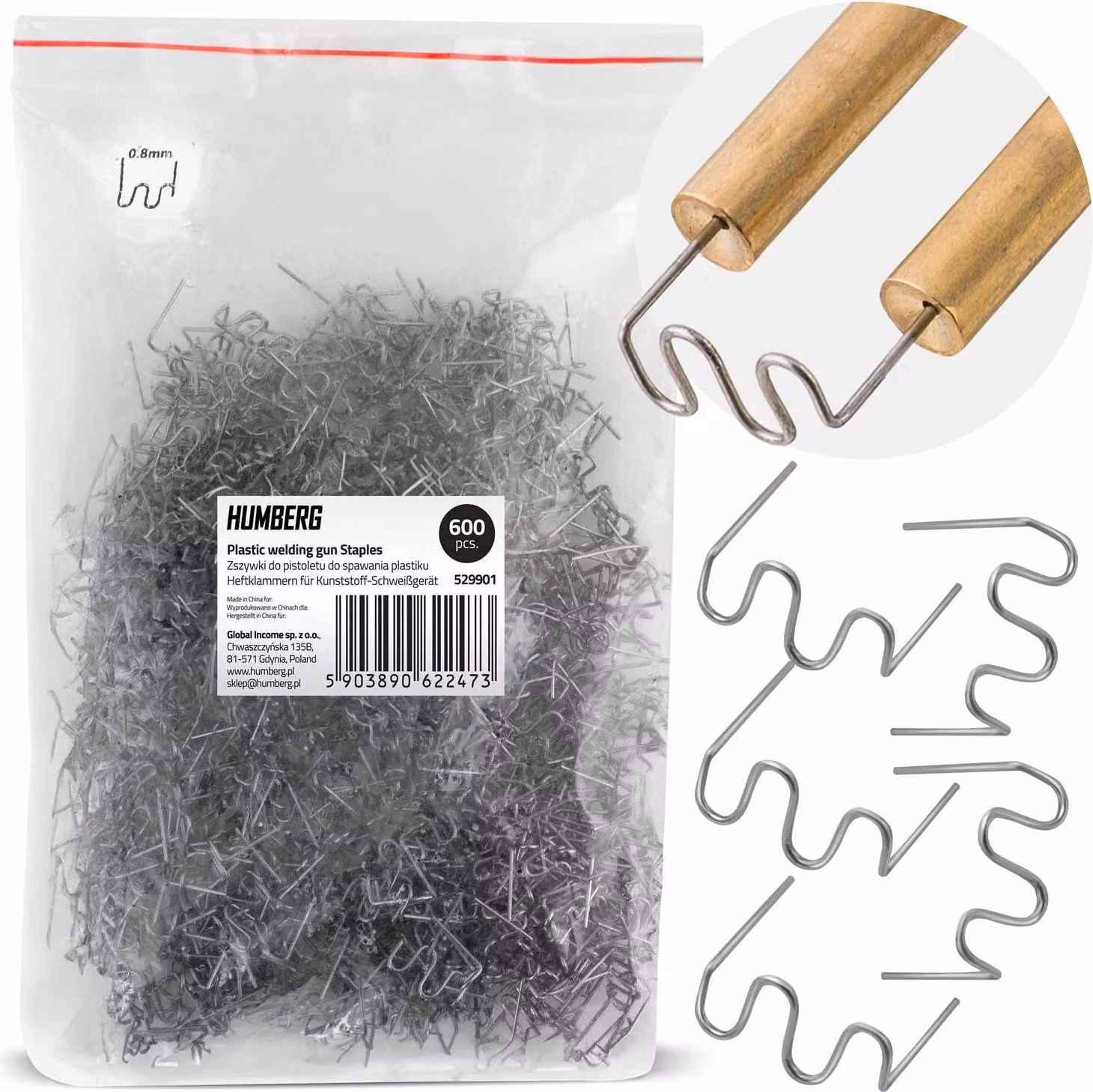 Graffe per saldatrice per plastica, 600 pezzi, tipo A, Humberg