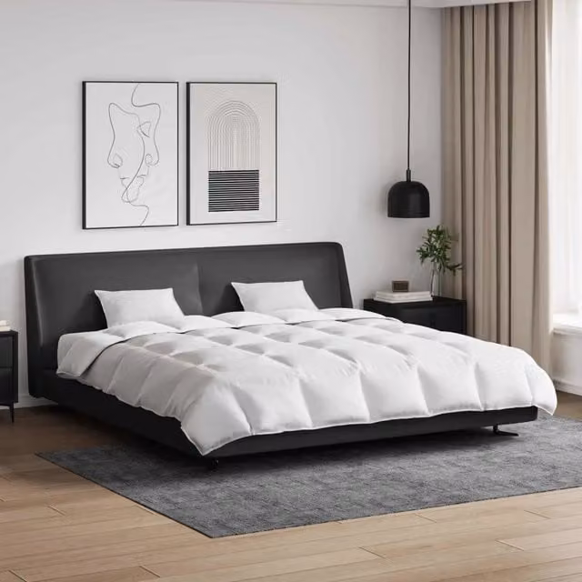 Set di 3 pezzi composto da piumone e cuscini vidaXL in cotone e piuma d'anatra bianca, traspirante e lavabile, ideale per tutto l'anno, L/P/H: 260 x 220 x 260 cm