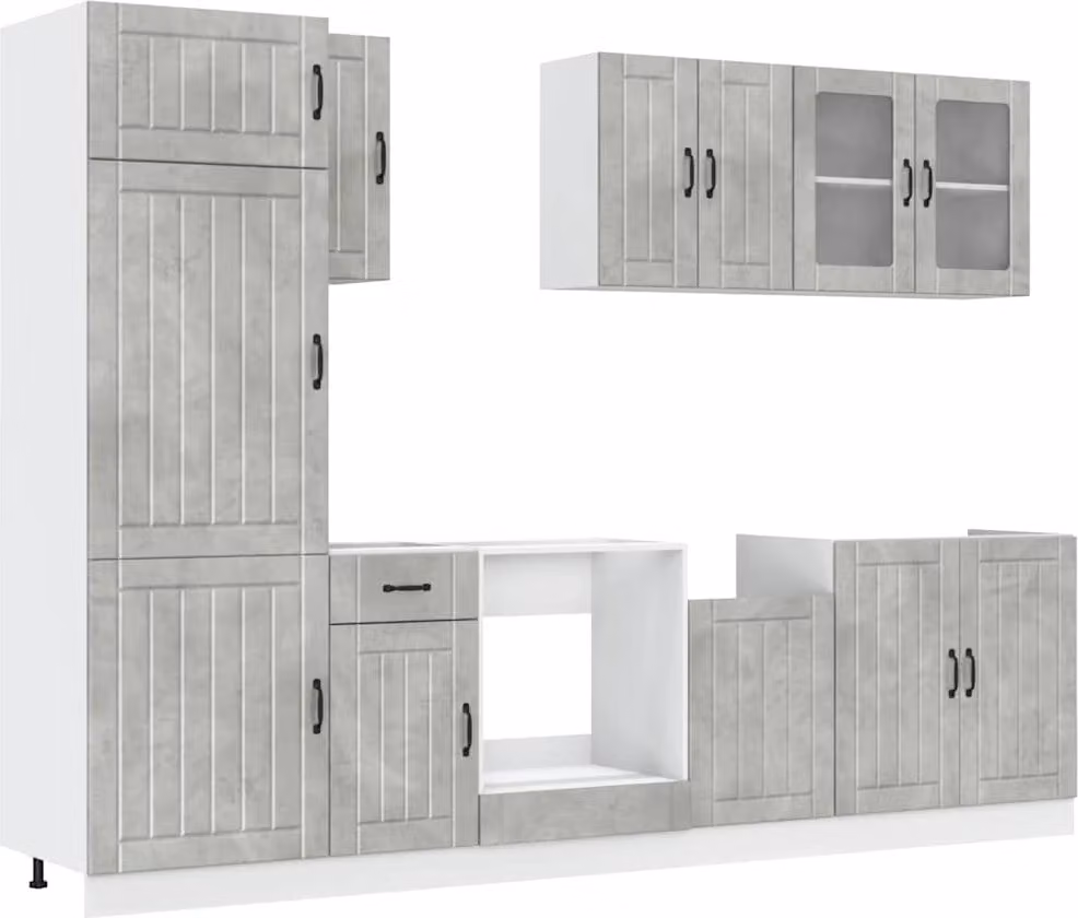 Set Mobili da Cucina 8 pz Lucca Grigio Cemento in Truciolato