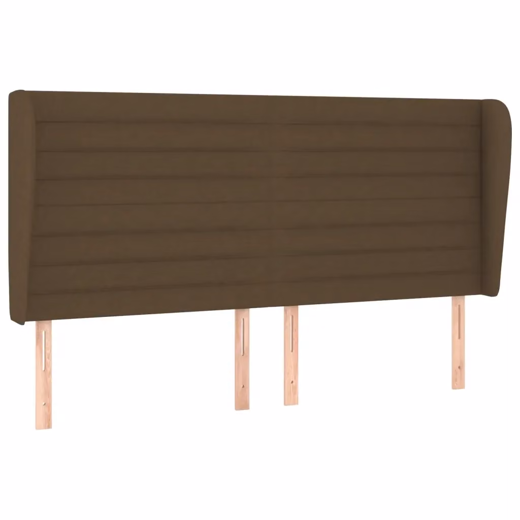 Testiera ad orecchio vidaXL in tessuto marrone scuro con struttura in legno di larice L: 163 cm, P: 23 cm, H: 118-128 cm – 2
