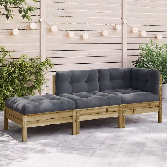 Divano da Giardino con Cuscini e Poggiapiedi 3 Posti 838176