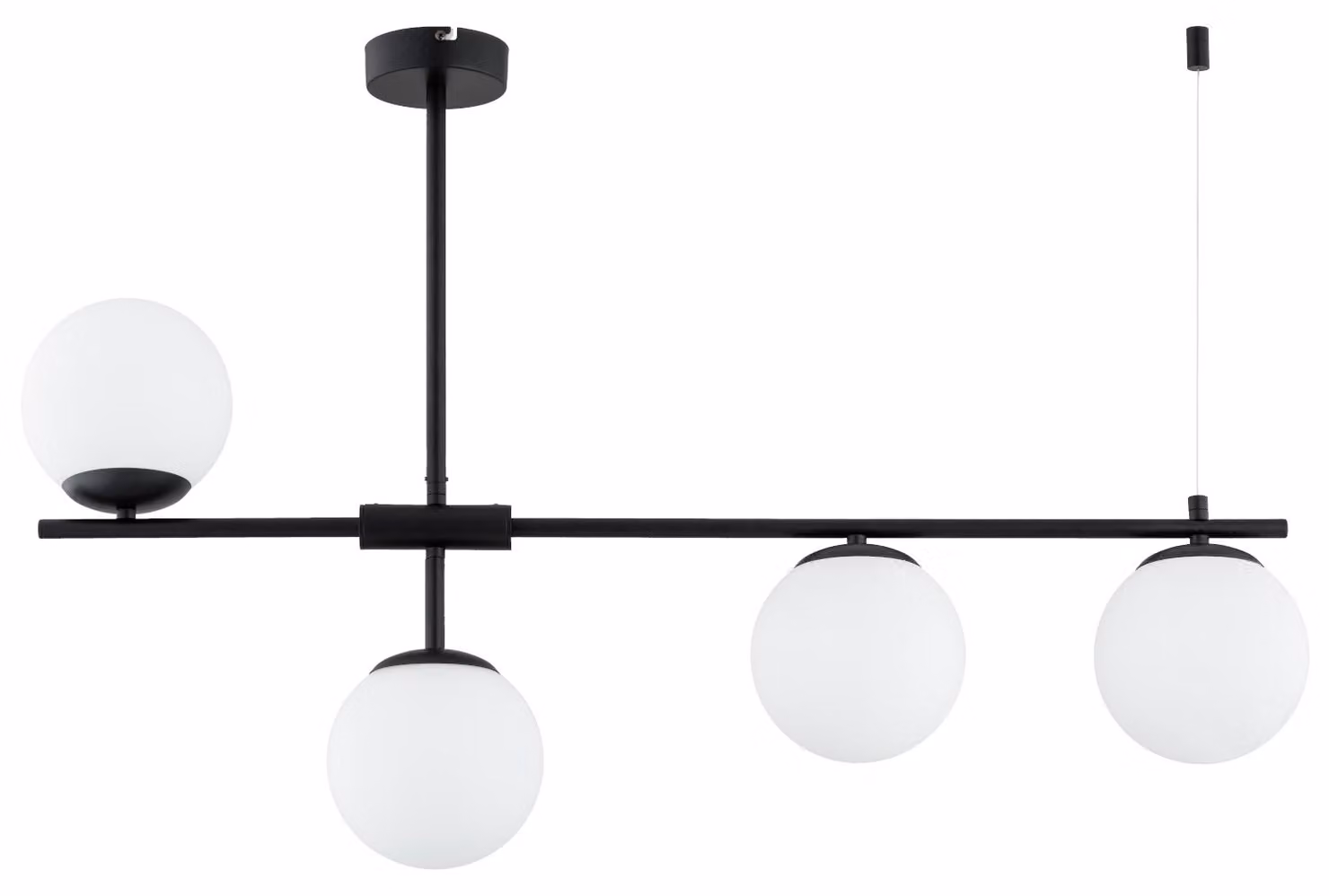 Lampada a sospensione FORT bianco e nero 4xE14x10W in metallo, dimensioni: 60x15x88 cm, IP20, Alfa