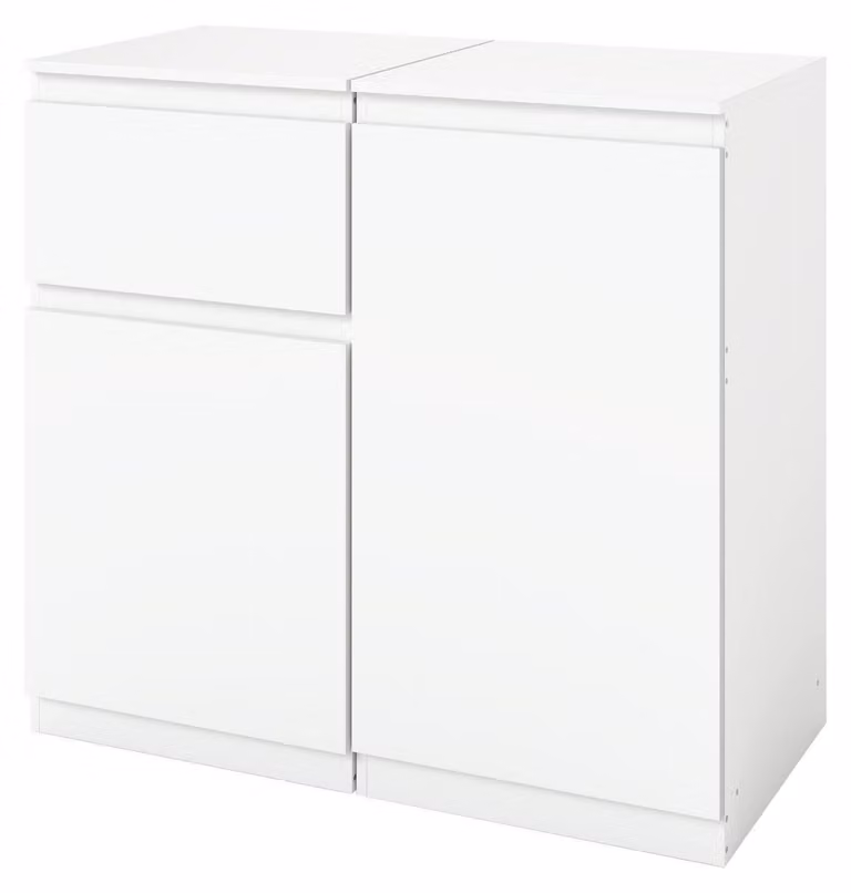 Set di 2 comodini bianchi, dimensioni 40x40x75 cm, con 1 cassetto ciascuno