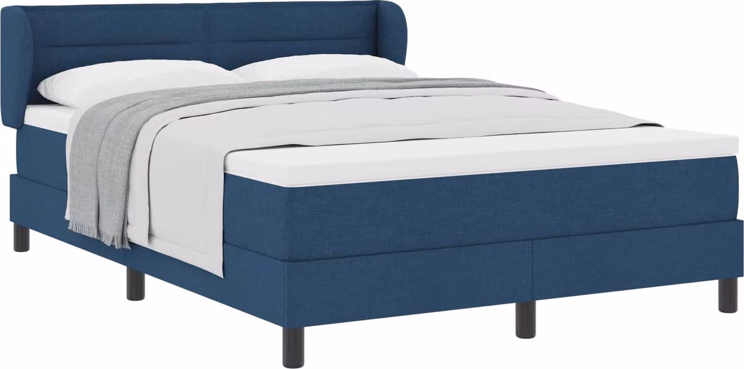 Letto a molle con materasso Blu 160 x 200 cm Tessuto