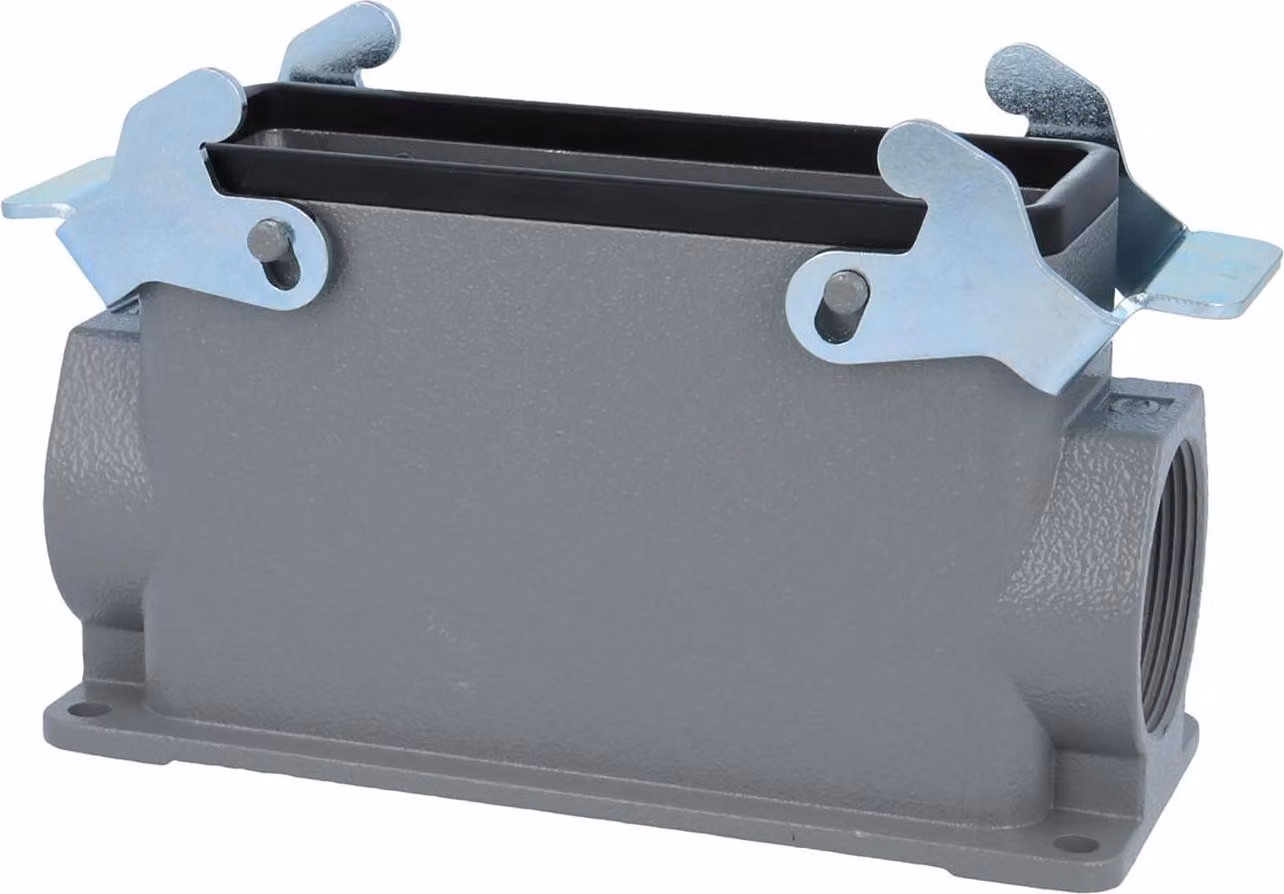 HARTING Han 24B Base alta, 2xPG29 uscita cavi laterale, con 2 staffe trasversali Vite PG29 Area di serraggio