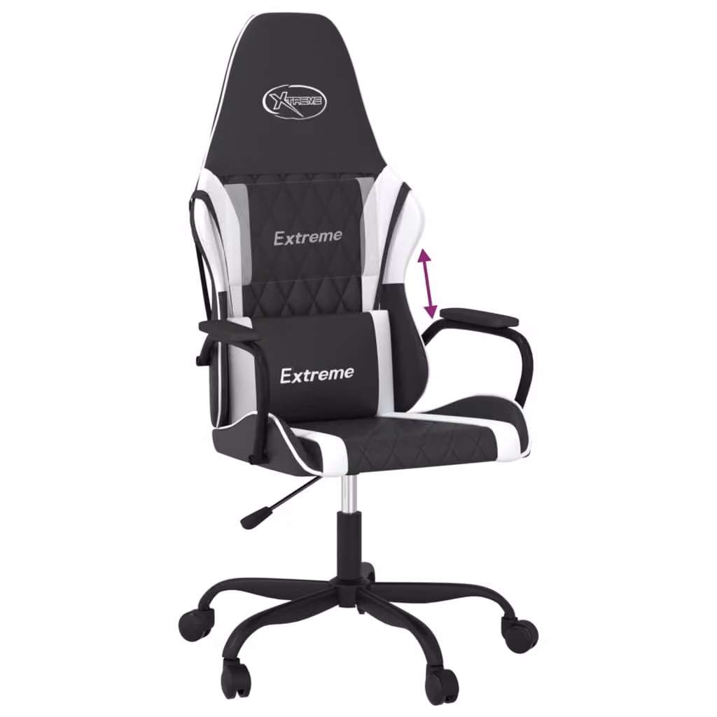 Sedia da Gaming Nero e Bianco in Pelle finta