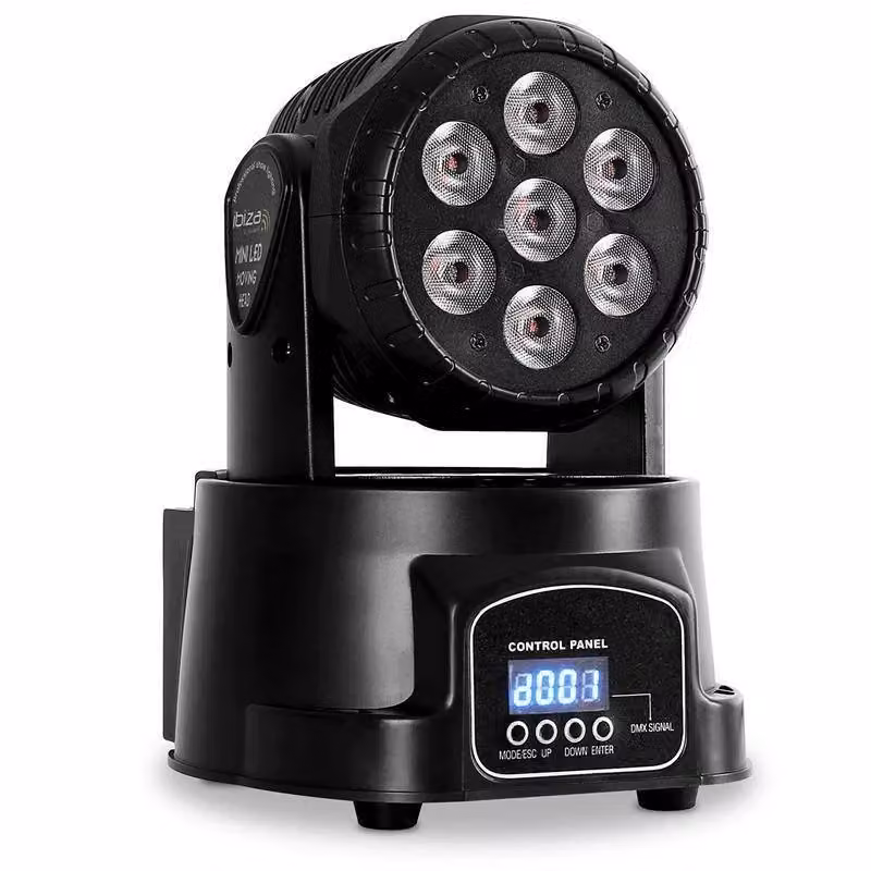 Set di 2 Proiettori LED RGBW Testa Mobile Rotante LINXI con 7 LED Wash, Controllo DMX 192CH ed Effetti Multicolore, Colore Nero – 2